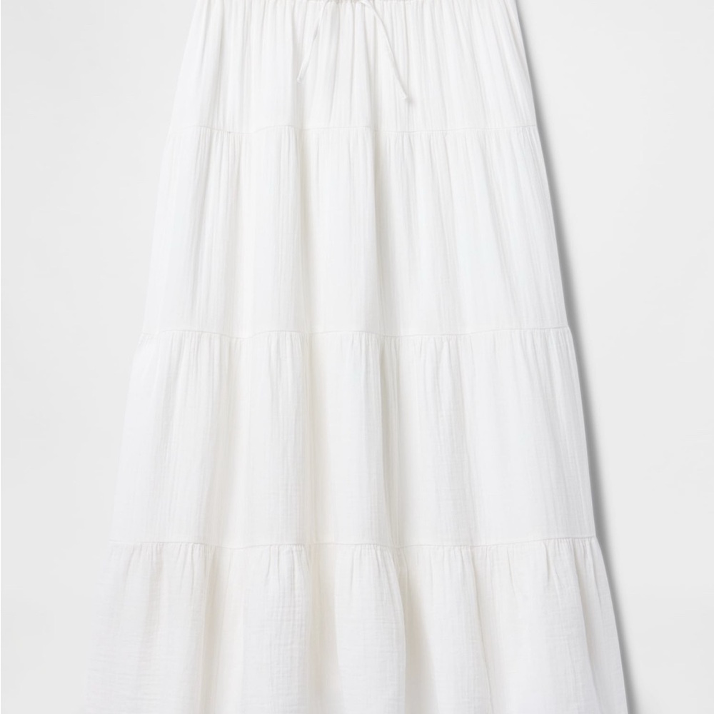 NWT GAP White Cotton Gauze Tiered Maxi Skirt, Size Small
